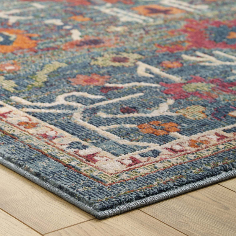 Tribute Vintage Floral Distressed 8' x 10' Multicolor Area Rug