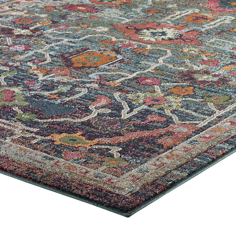 Tribute Vintage Floral Distressed 8' x 10' Multicolor Area Rug