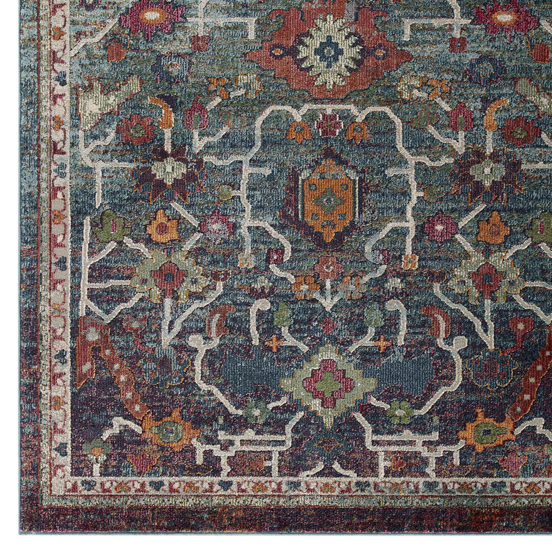 Tribute Vintage Floral Distressed 8' x 10' Multicolor Area Rug