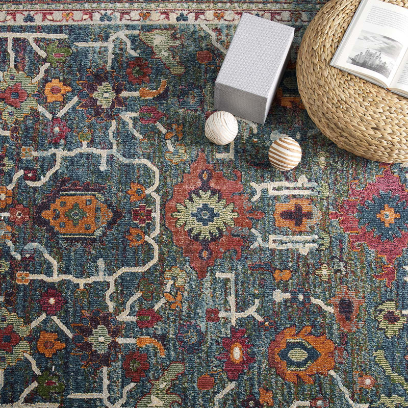 Tribute Vintage Floral Distressed 8' x 10' Multicolor Area Rug