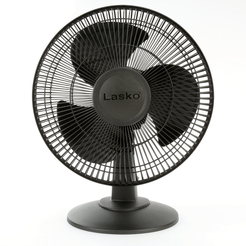 Lasko 12" Black Oscillating Desk Fan with 3 Speeds and Tilt Head