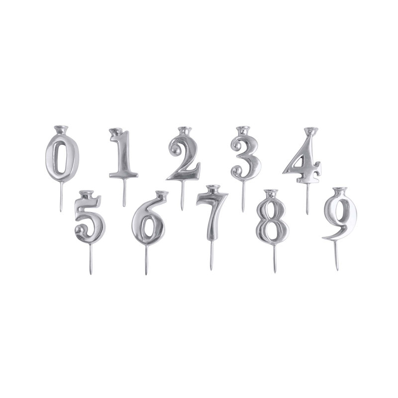 Handcrafted Elegance 10-Piece Silver Aluminum Number Candlestick Set