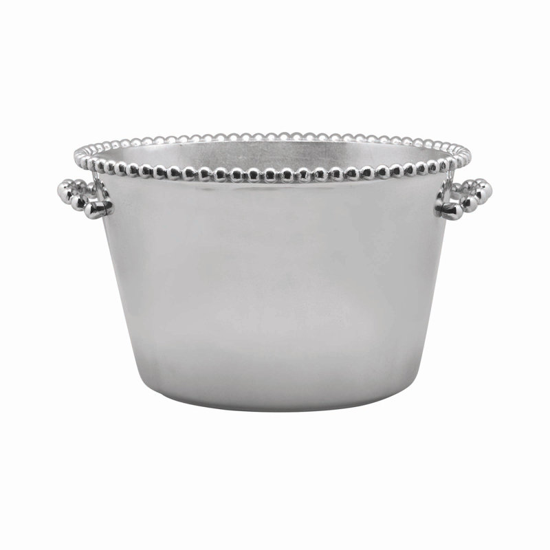Pearled Silver Recycled Aluminum Ice Bucket