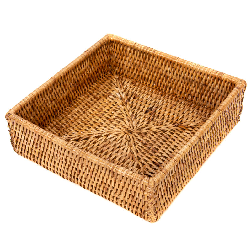 Honey Brown Rattan Square Napkin Holder
