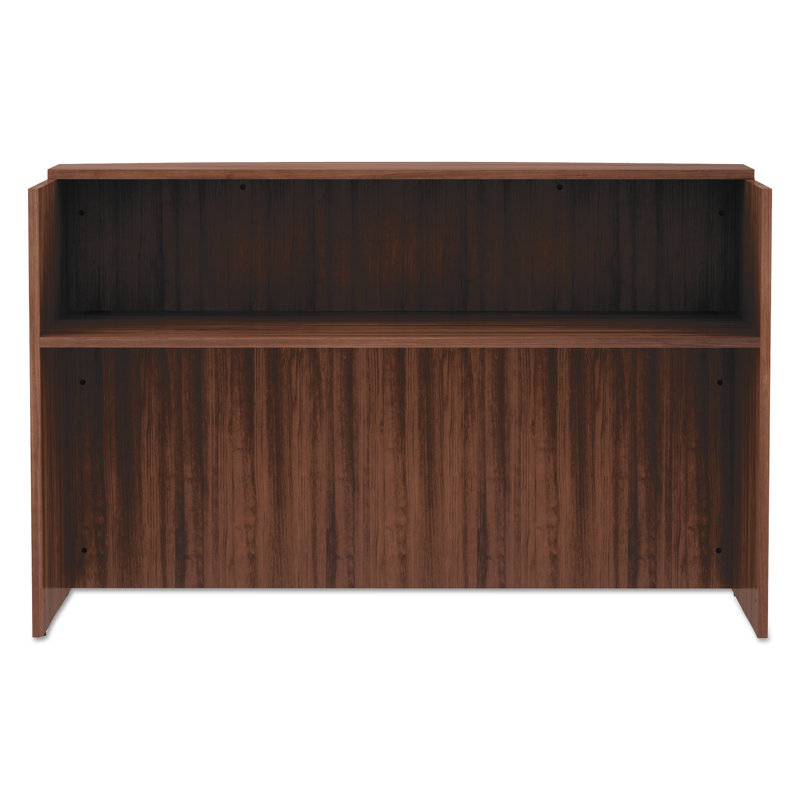 Modern Walnut Valencia 71" Synthetic Laminate Reception Desk with Drawer