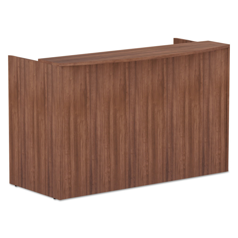 Modern Walnut Valencia 71" Synthetic Laminate Reception Desk with Drawer
