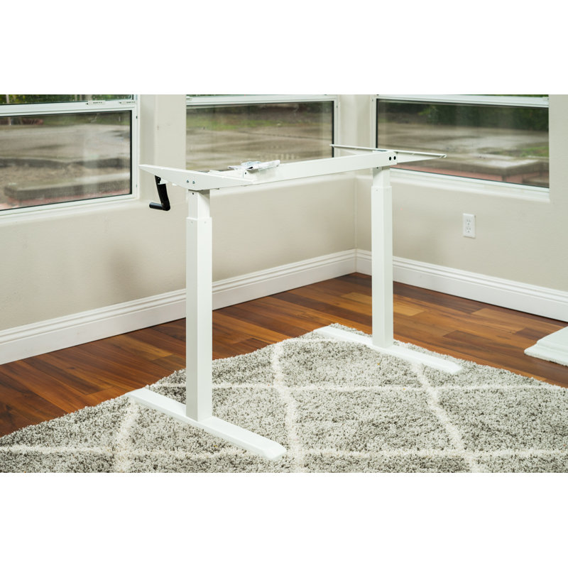 White Adjustable Height Metal Standing Desk