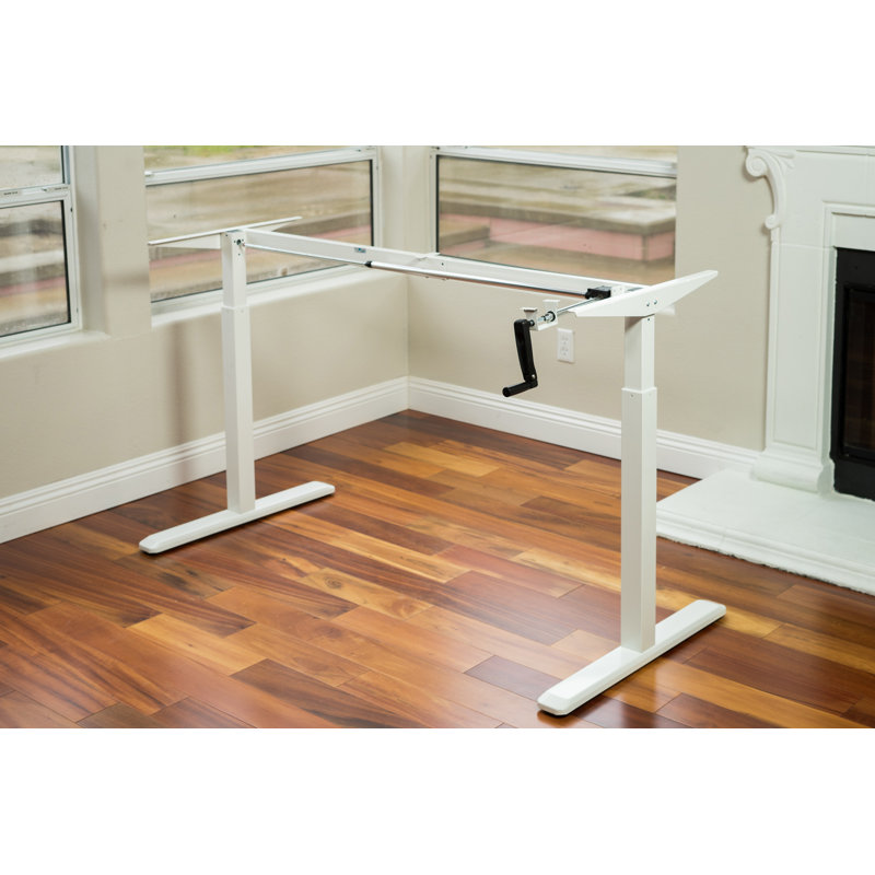 White Adjustable Height Metal Standing Desk