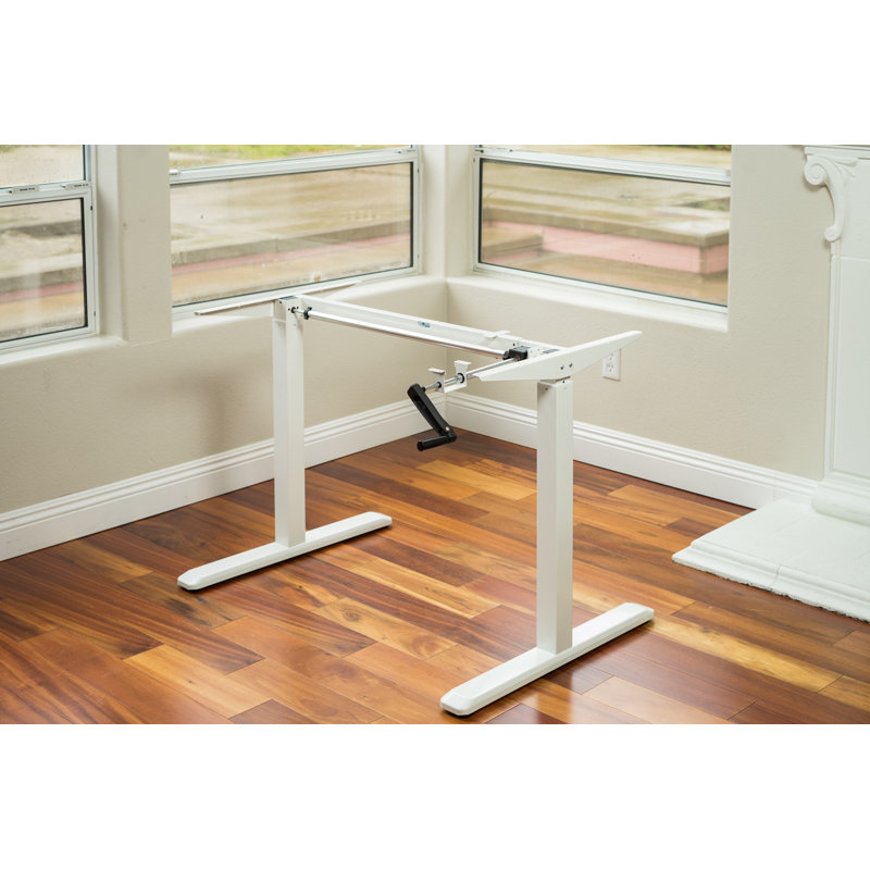 White Adjustable Height Metal Standing Desk