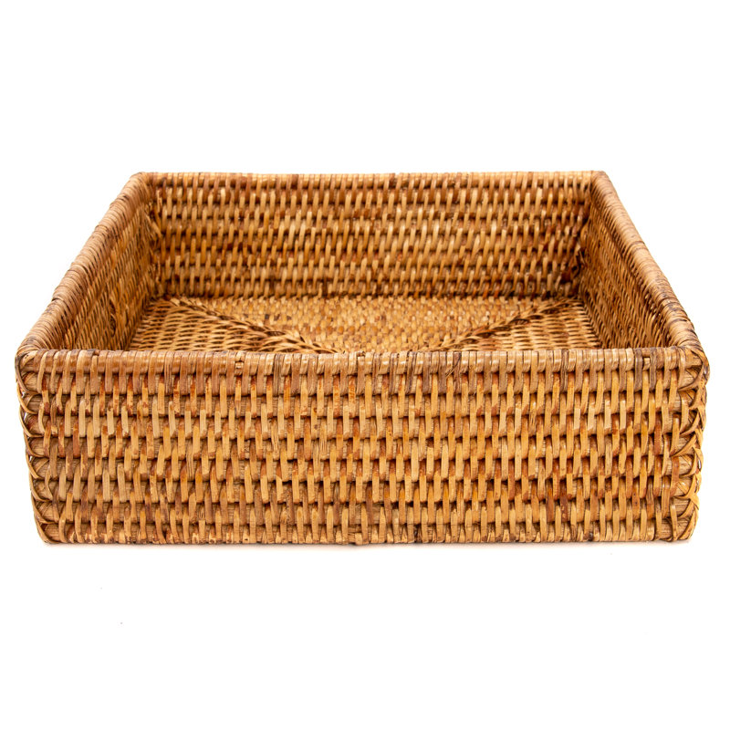 Honey Brown Rattan Square Napkin Holder