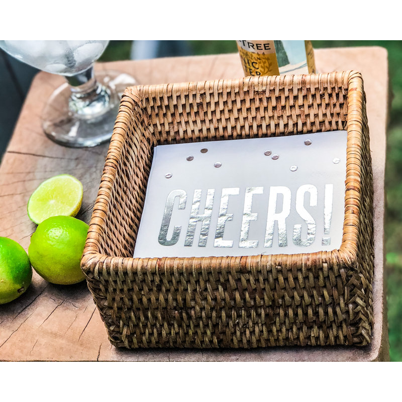 Honey Brown Rattan Square Napkin Holder