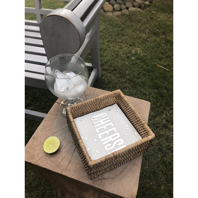 Honey Brown Rattan Square Napkin Holder