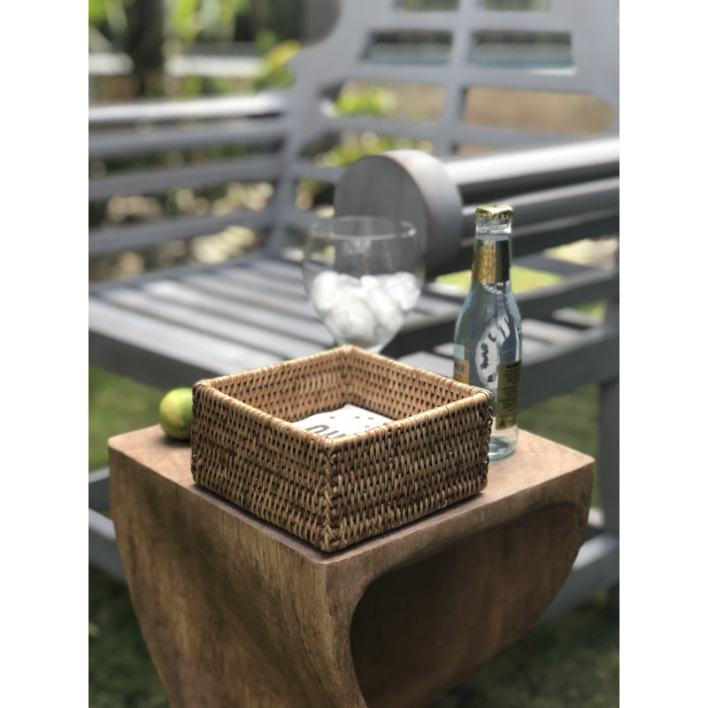 Honey Brown Rattan Square Napkin Holder