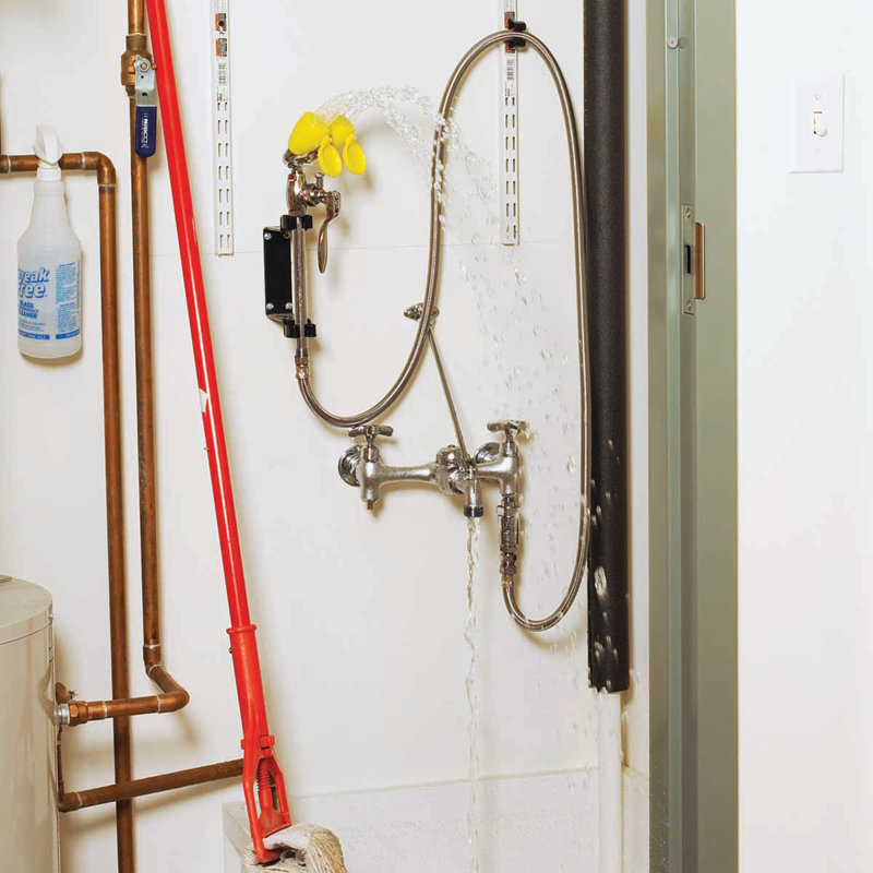 Rough Chrome Industrial Eyewash & Service Sink Faucet Combo