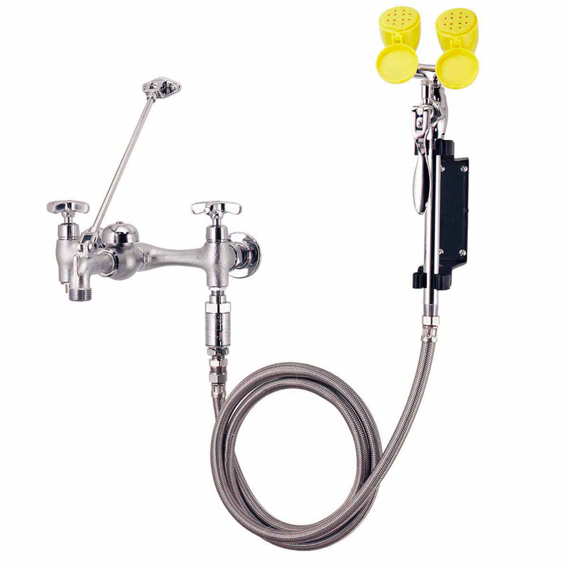 Rough Chrome Industrial Eyewash & Service Sink Faucet Combo