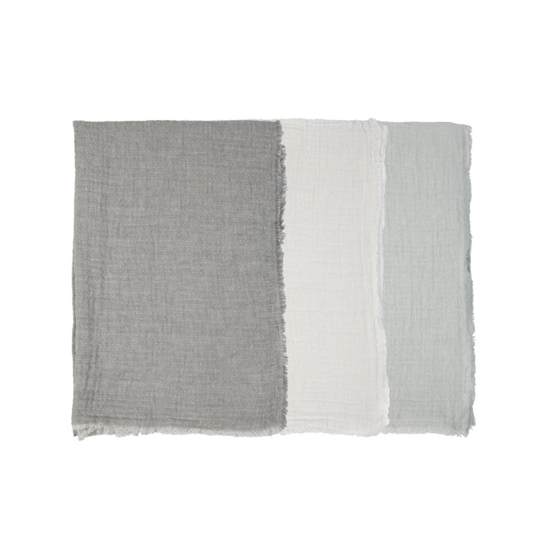 Hermosa Frayed Edge Oversized Throw in Light Gray and Cream