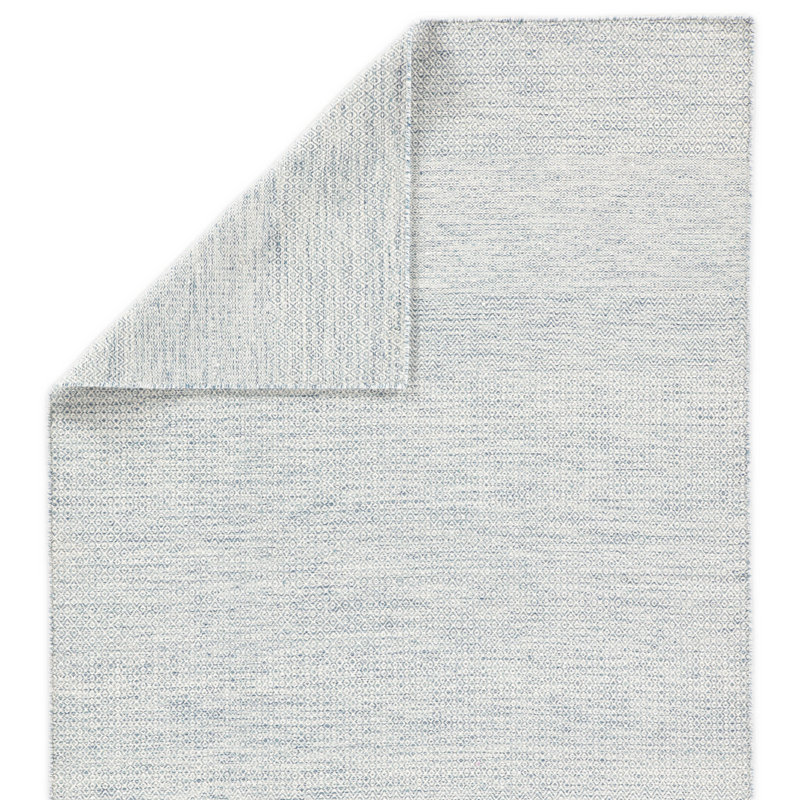 Light Blue Wool Trellis Flat Woven Reversible Rug 2'6"x10'