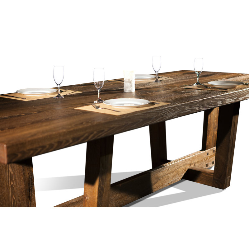 Lancelot Oak Wood Rectangular Dining Table for 12 - Brown