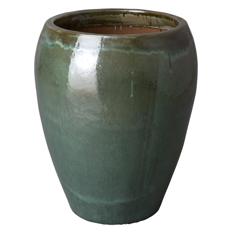 Large Tea Green Ceramic Round Pot for Indoor/Outdoor Use
