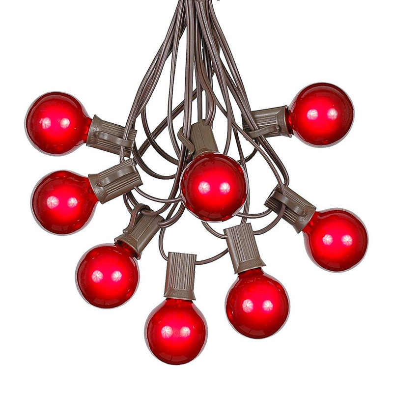 25-Foot Red Globe Outdoor Patio String Lights with Green Wire