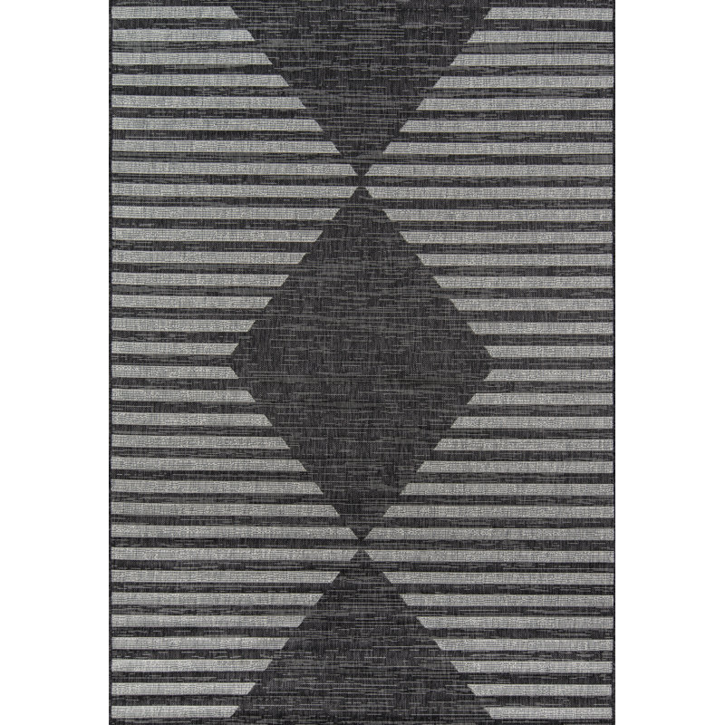 Charcoal Geometric Easy-Care Rectangular Synthetic Rug 5'3" x 7'6"
