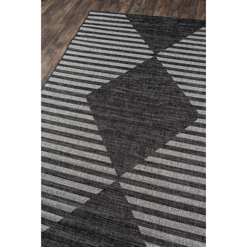 Charcoal Geometric Easy-Care Rectangular Synthetic Rug 5'3" x 7'6"