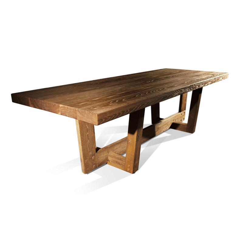 Lancelot Oak Wood Rectangular Dining Table for 12 - Brown