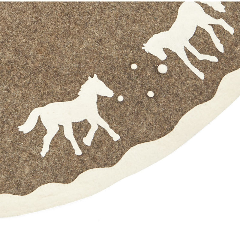 Brown and White Felt Horse Christmas Tree Skirt