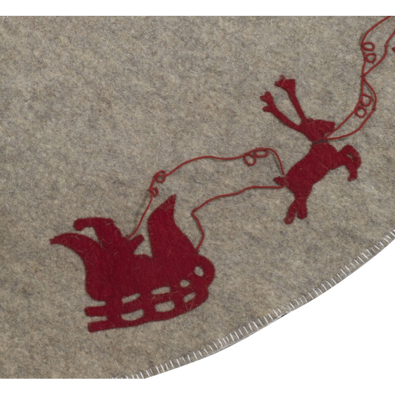 Handmade Beige Felt Reindeer Christmas Tree Skirt