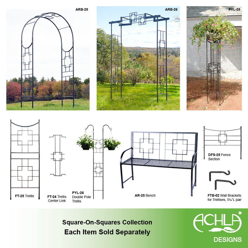 Elegant Graphite Iron Garden Arbor - 22"x98"x52"