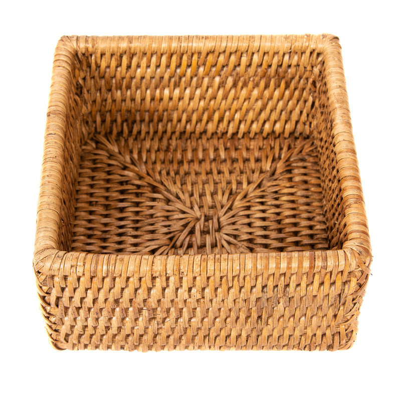 Honey Brown Rattan Square Napkin Holder