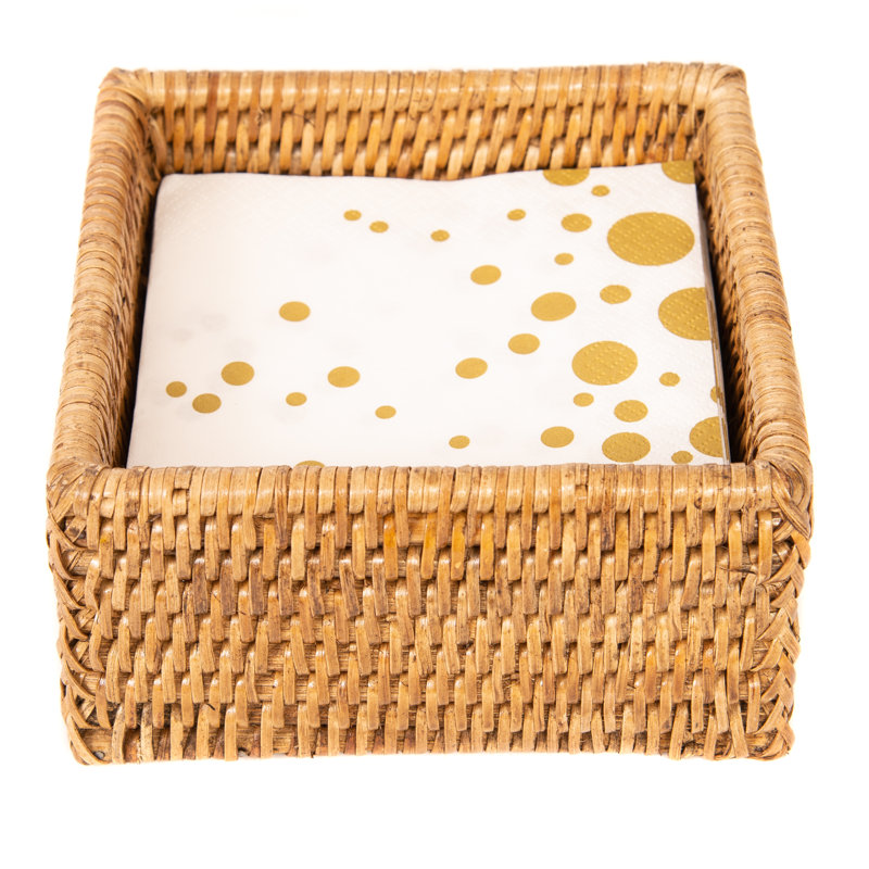 Honey Brown Rattan Square Napkin Holder