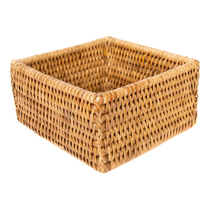 Honey Brown Rattan Square Napkin Holder