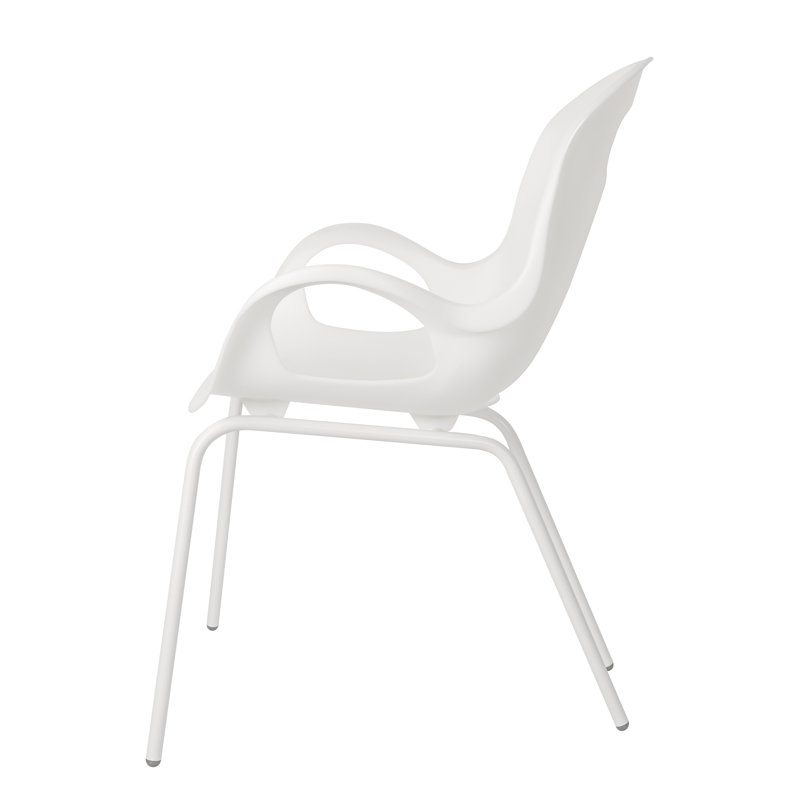 High White Metal Arm Chair with Nylon Feet