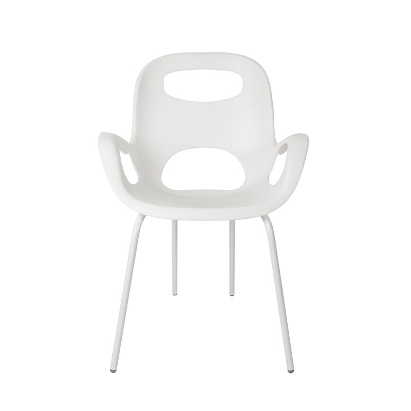 High White Metal Arm Chair with Nylon Feet