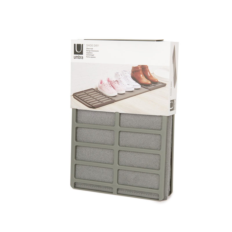 Compact Charcoal Gray Shoe Drying Rack with Ultra-Absorbent Mat