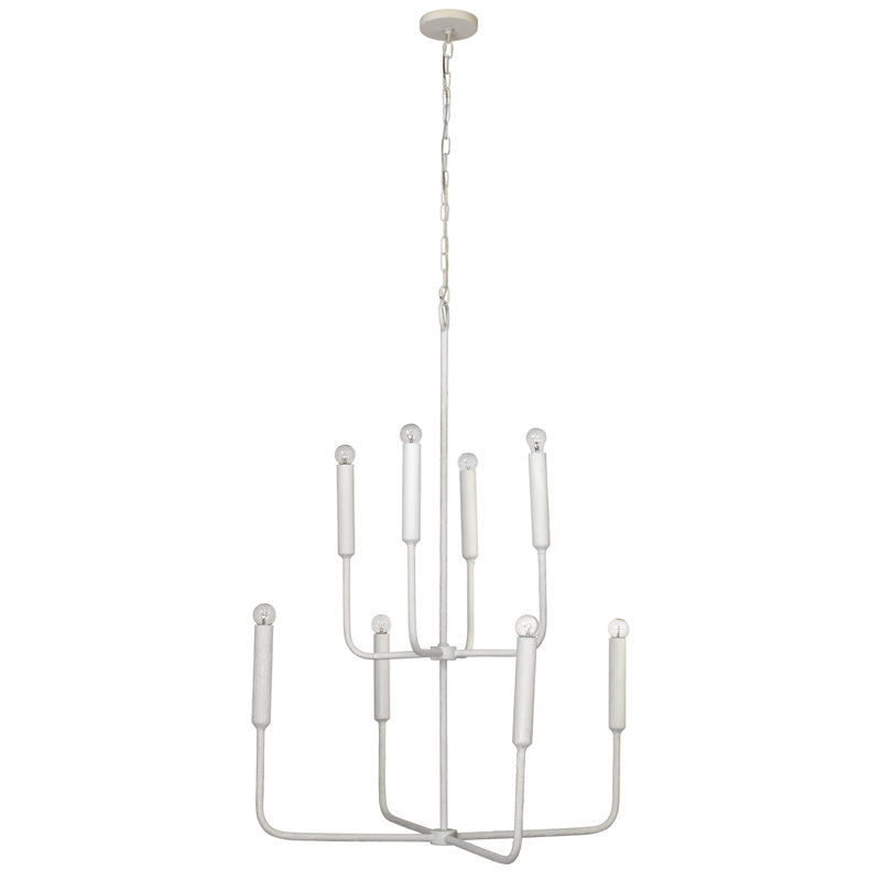 Parisian White Gesso 8-Light Modern Tiered Chandelier