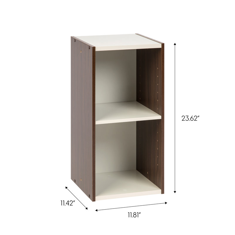 Walnut Brown Adjustable 2-Tier Bookshelf for Space Saving
