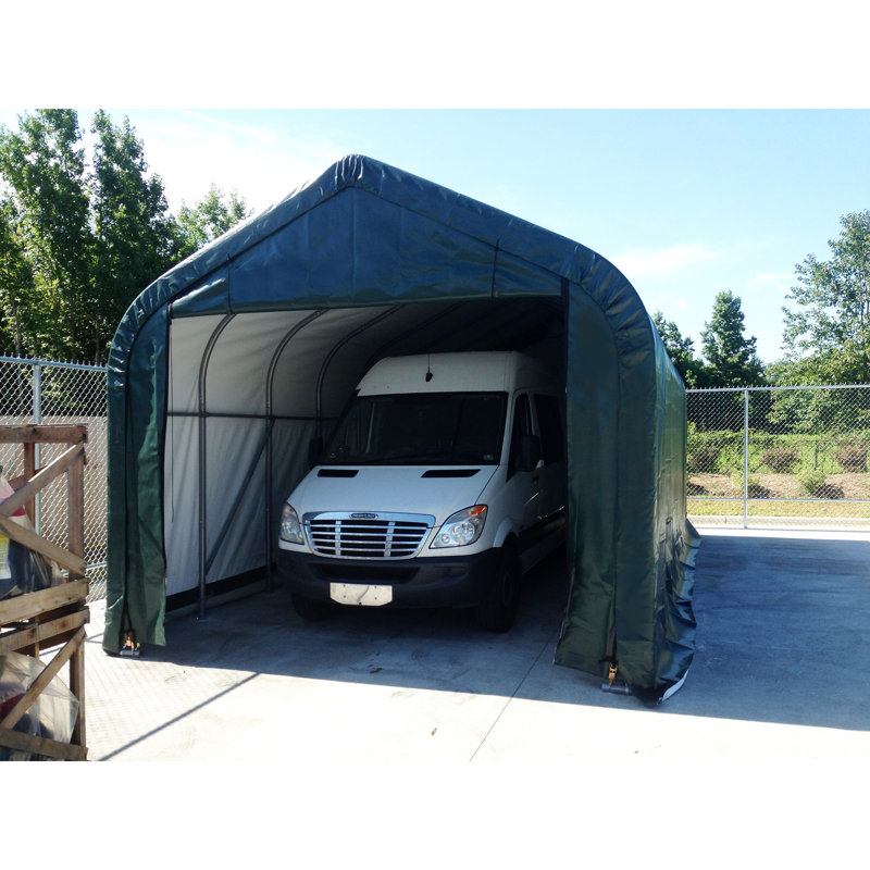 ShelterCoat 11'x16' Peak-Style Portable Green Polyethylene Garage