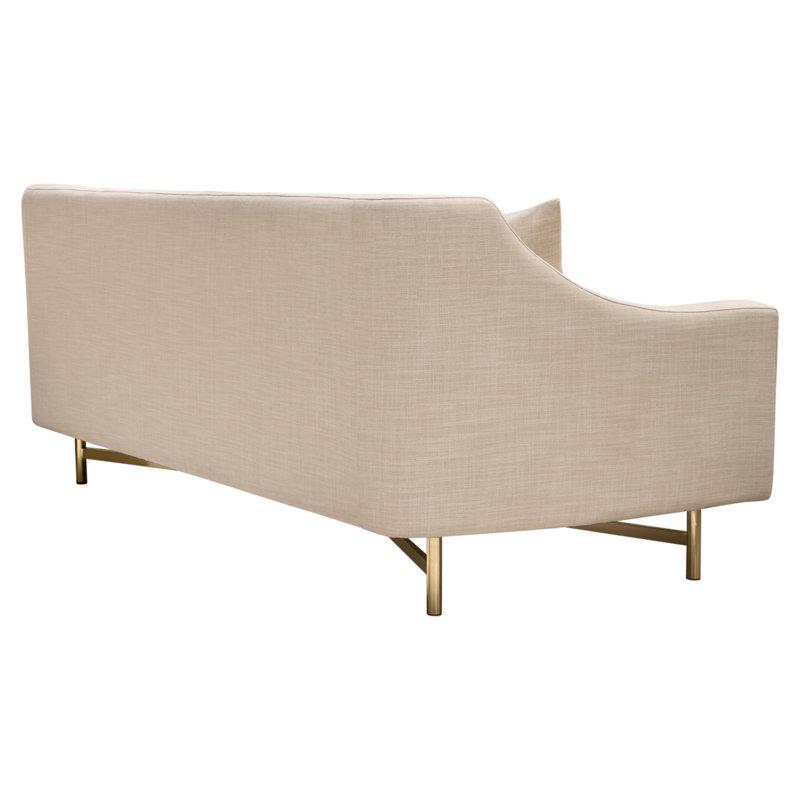 Sand Linen Tufted Sofa with Gold Metal Legs