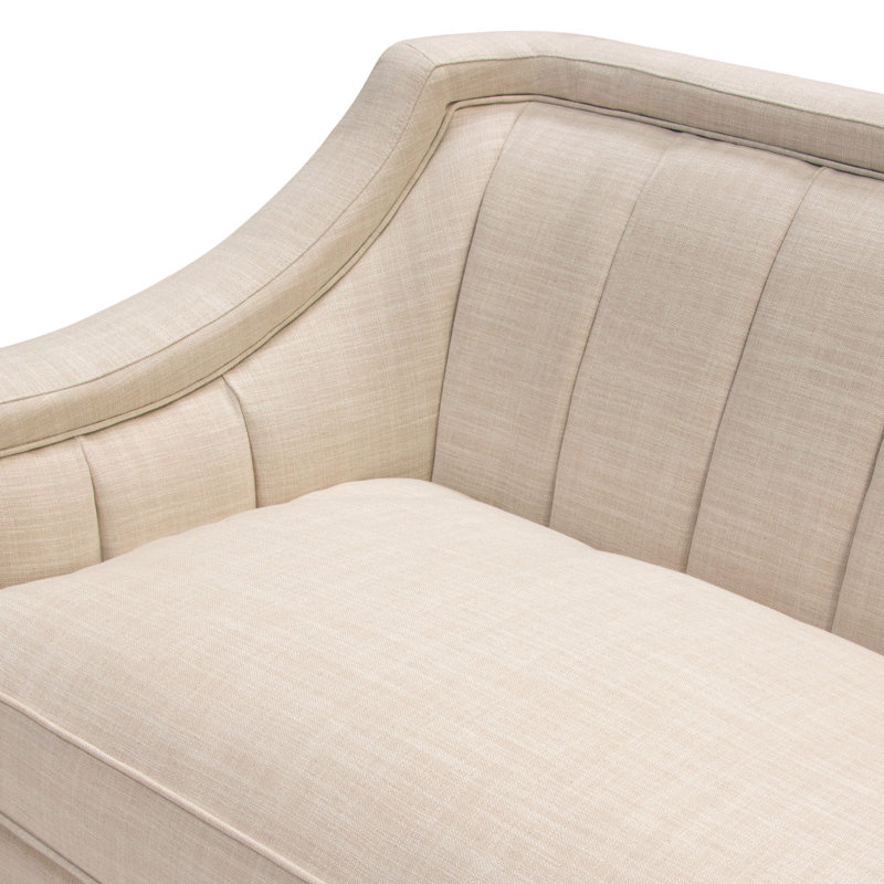 Sand Linen Tufted Sofa with Gold Metal Legs