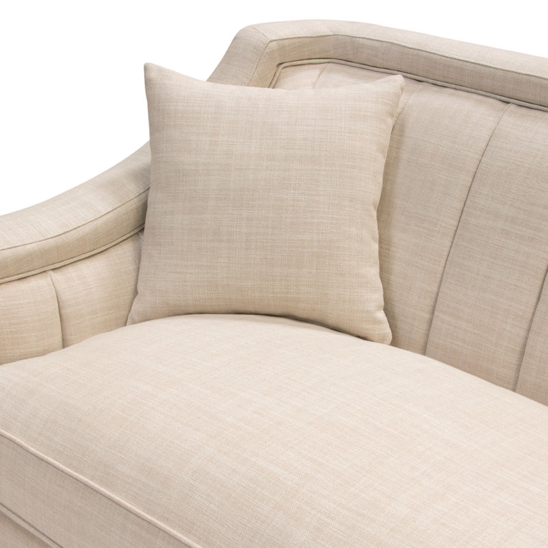 Sand Linen Tufted Sofa with Gold Metal Legs