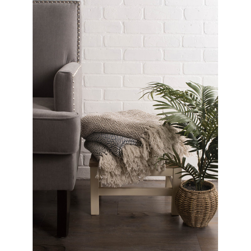 Cozy Cotton Sherpa Double Diamond 50"x60" Throw Blanket - Stone
