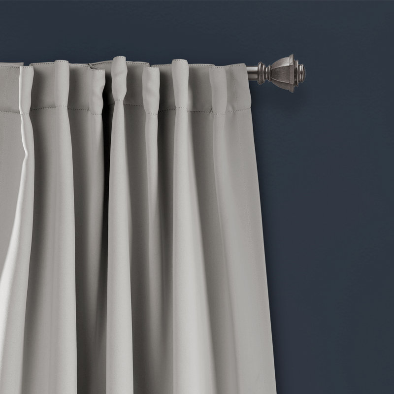 Light Gray Blackout Polyester Window Curtain Panels, 84" Length