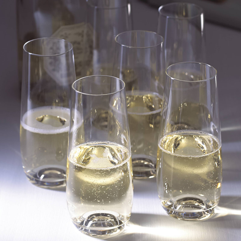 Elegant Clear Crystal Stemless Champagne Flute Set of 6