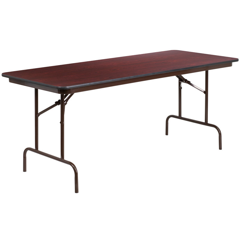 Elegant 72" Mahogany Laminate Folding Banquet Table with Metal Frame