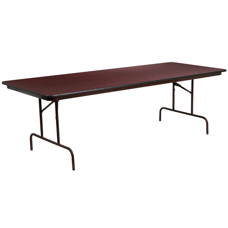 Mahogany Essence 96" Rectangular Folding Banquet Table with Metal Frame
