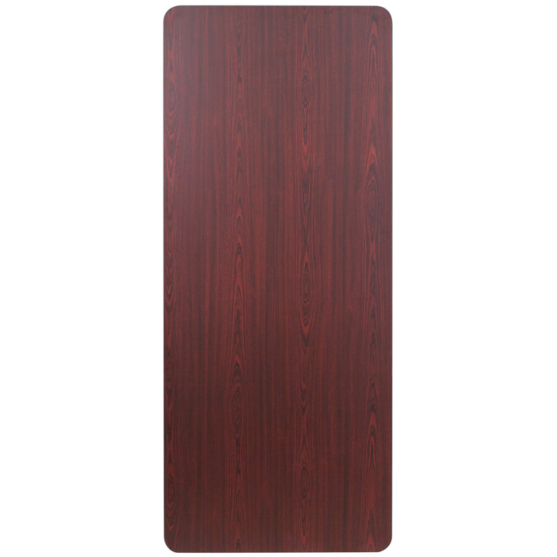 Elegant 72" Mahogany Laminate Folding Banquet Table with Metal Frame
