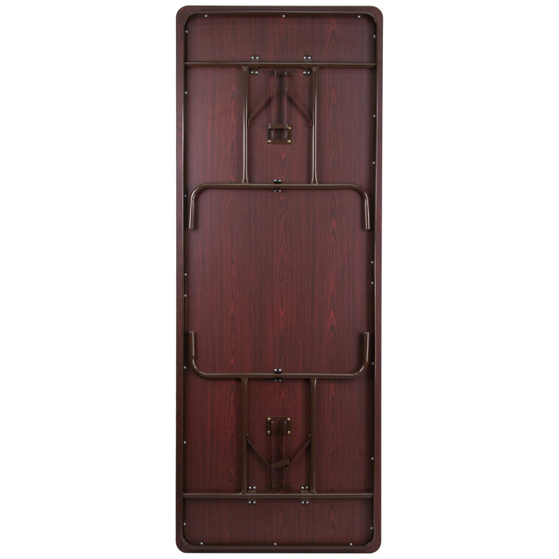 Mahogany Essence 96" Rectangular Folding Banquet Table with Metal Frame