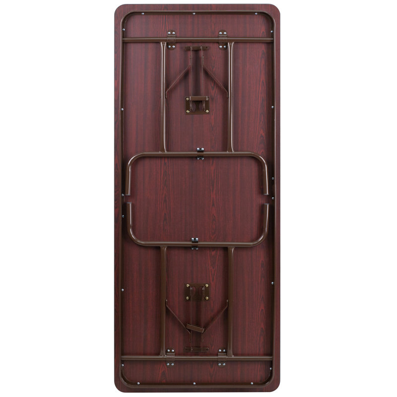 Elegant 72" Mahogany Laminate Folding Banquet Table with Metal Frame